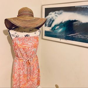 Strapless Midi Summer Dress w/ Cute Retro Pattern